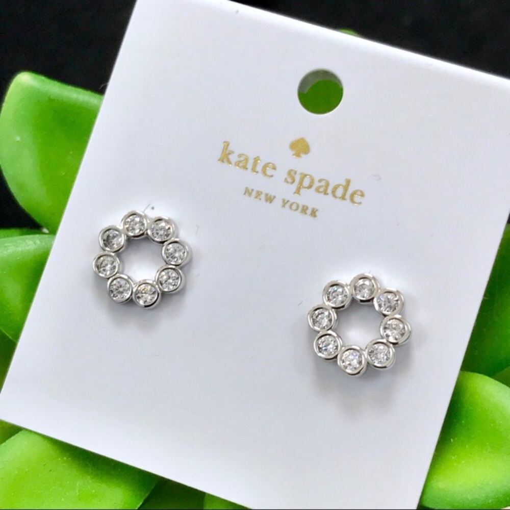 NWT Kate Spade silver round pave stud earrings